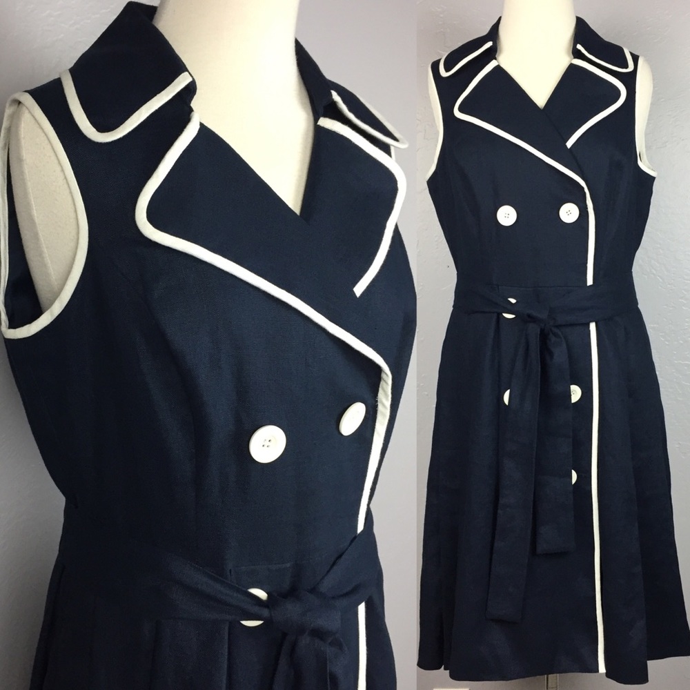 Talbots Petite Blue Faux Wrap Dress Size 12P